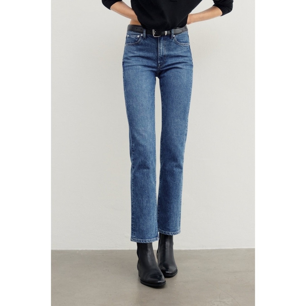 AYR The LaLa 90s Straight Leg Jean in True Story Size 26S Mid Blue Denim